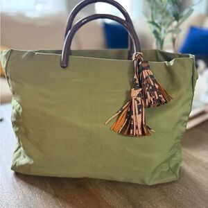 Prada Olive Green Tote with Tassel Detail